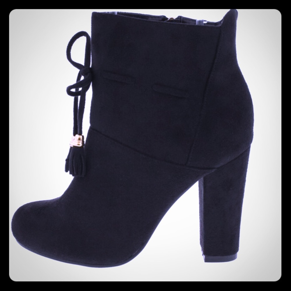 Black Chucky Heel Booties with Ta…